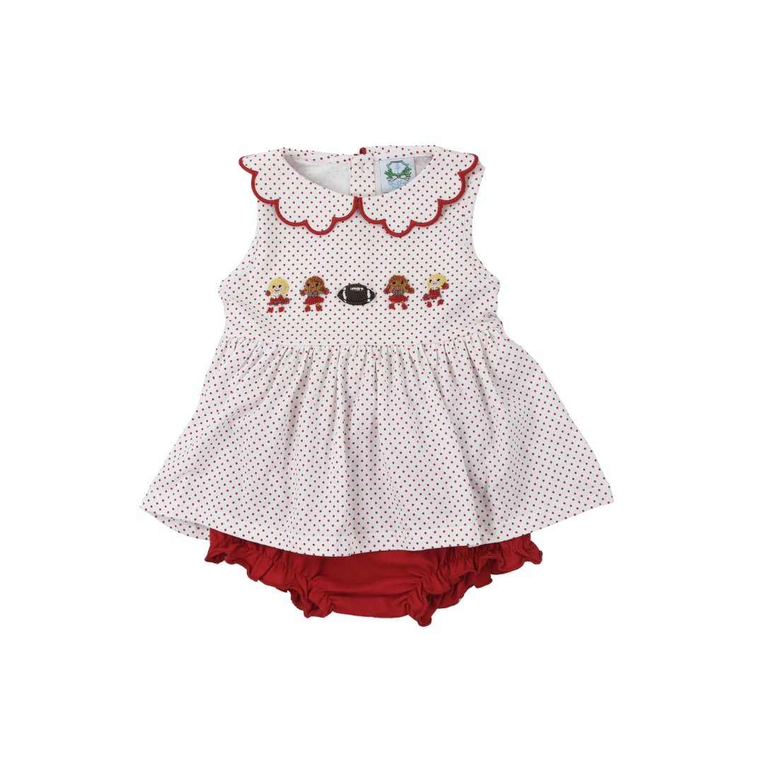 Saturday Night Lights French Knot Girls Bloomer Set -Red