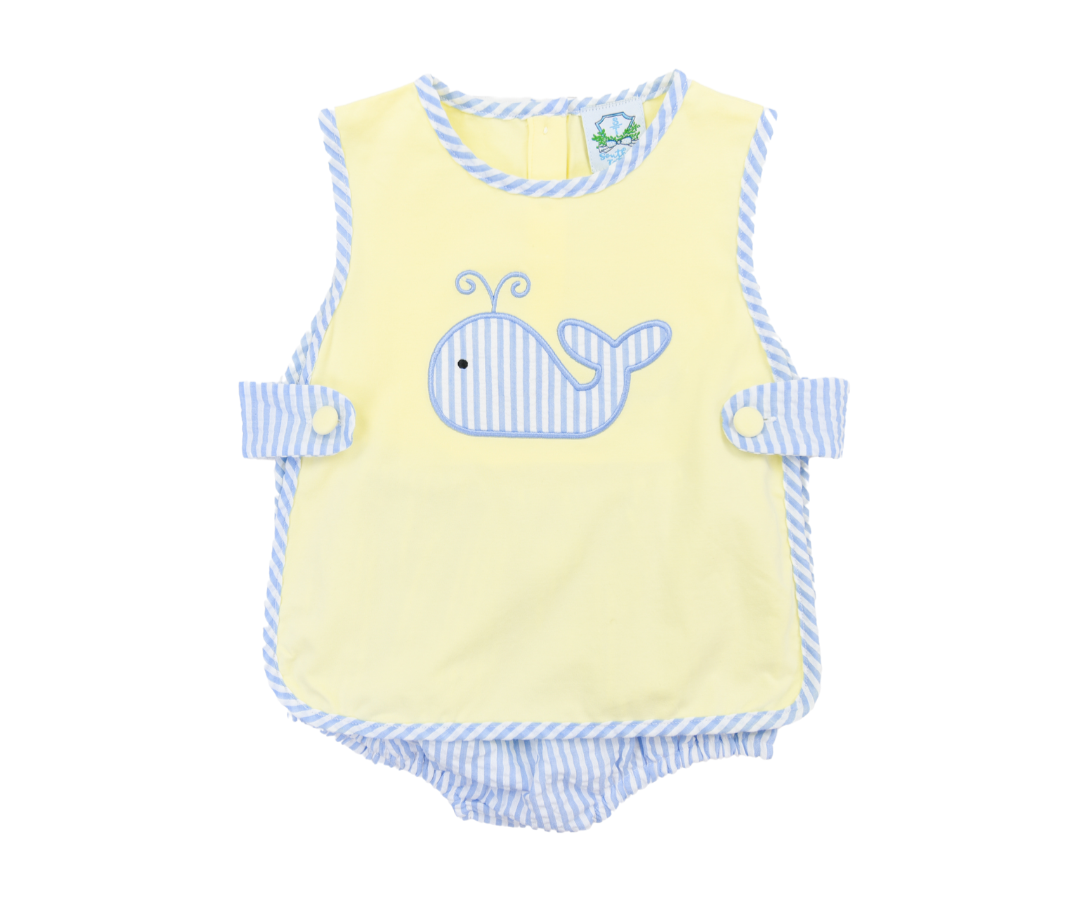 Seersucker Whale Diaper Set