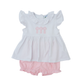 Pink Gingham Cross Trio Bubble Short Set