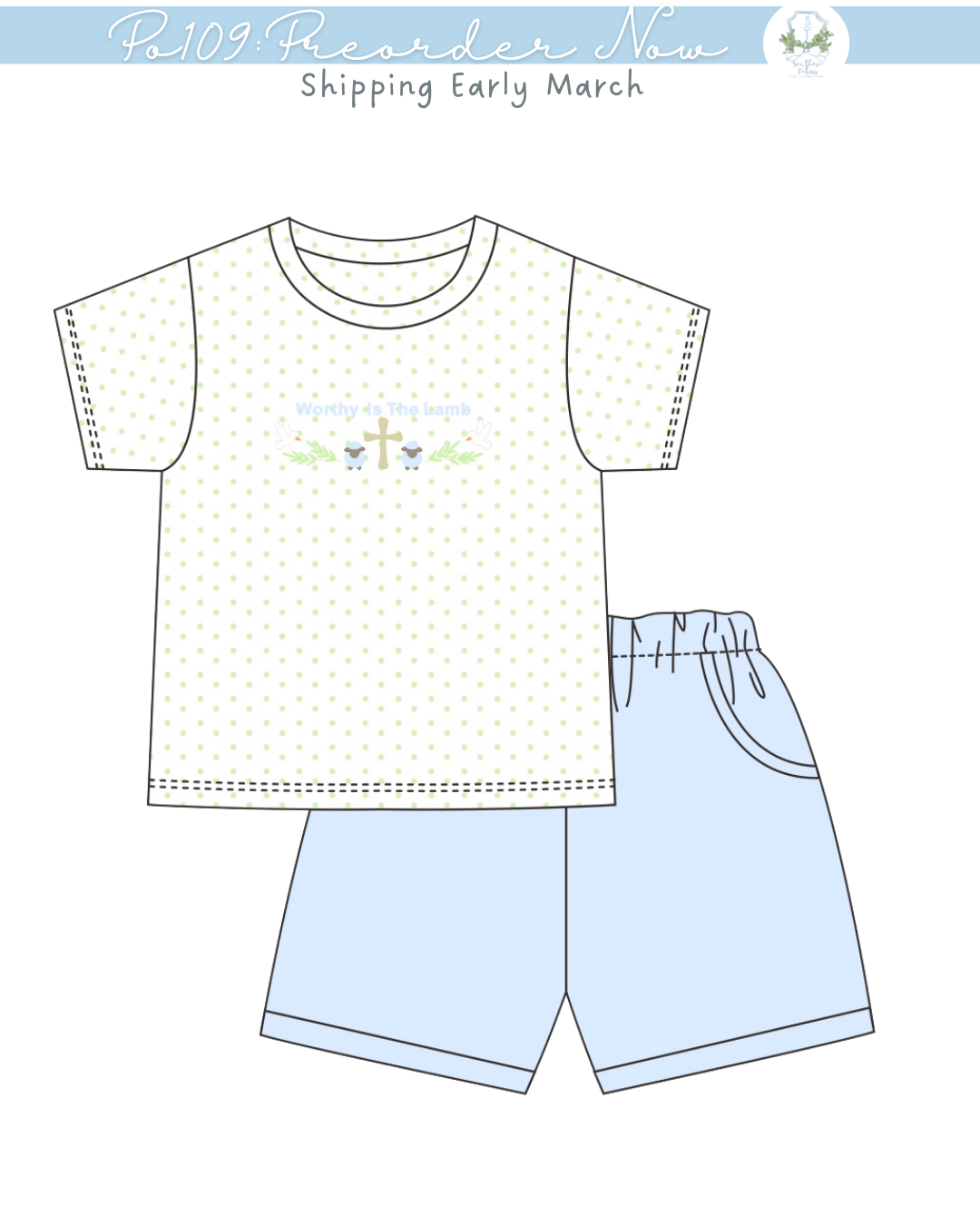 PO109: Worthy is the Lamb Blue Short Set