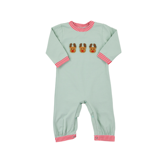 French Knot Reindeer Boy Long Romper