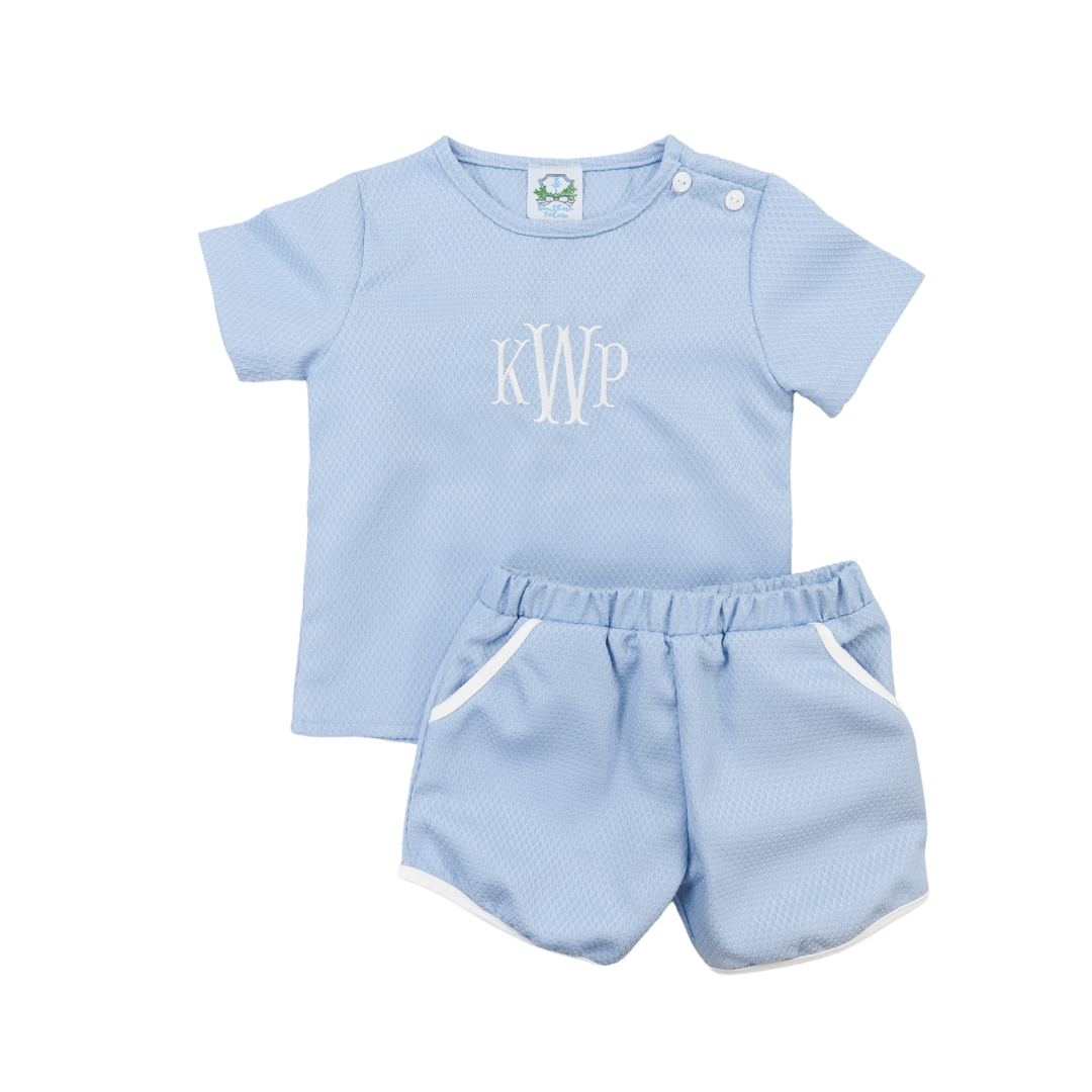 Blue Honeycomb Short Set