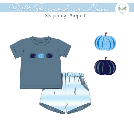 PO105: Cute & Colorful Pumpkin Knit Boys Short Set