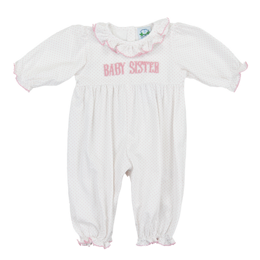 French knot Baby Baby Sister Bitty Dot Romper