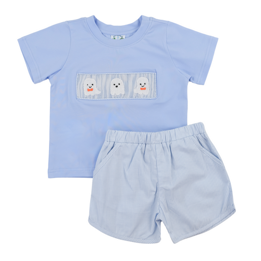 Smocked Ghost Boy Short Set