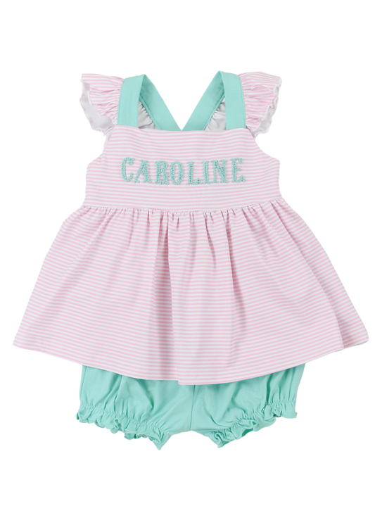 Carolina Knits Girl Bubble Short Set - reg embroidery design, not french knot