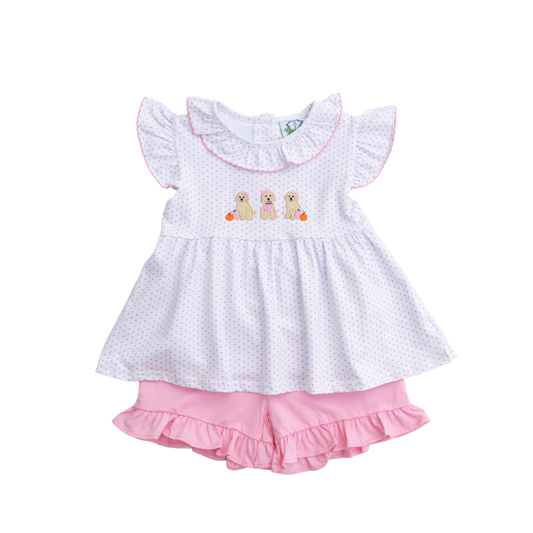 Pumpkin Pups Girl Short Set