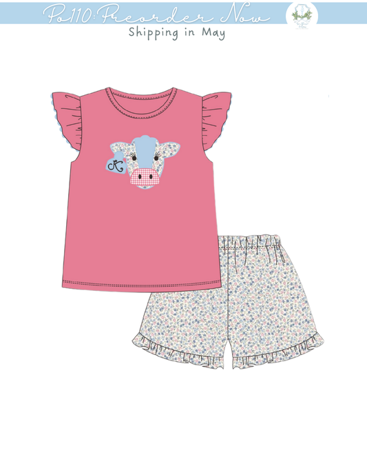 PO110: Cow Tag Girls Short Set