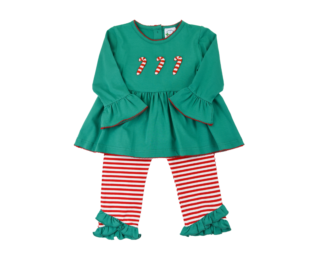 Casual Candy Canes Girls Pants Set