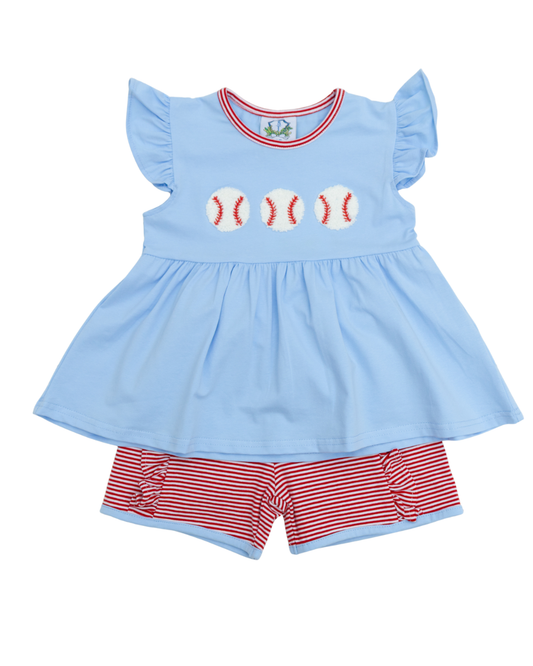 Baseballs Girl Short Set