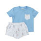 Rabbit Print Blue Pocket Short Set