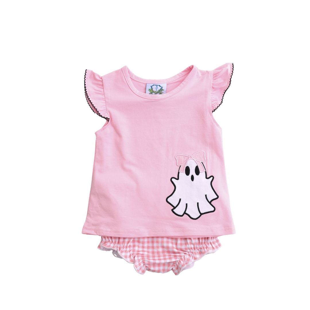 Ghost Gingham Girls Diaper Set