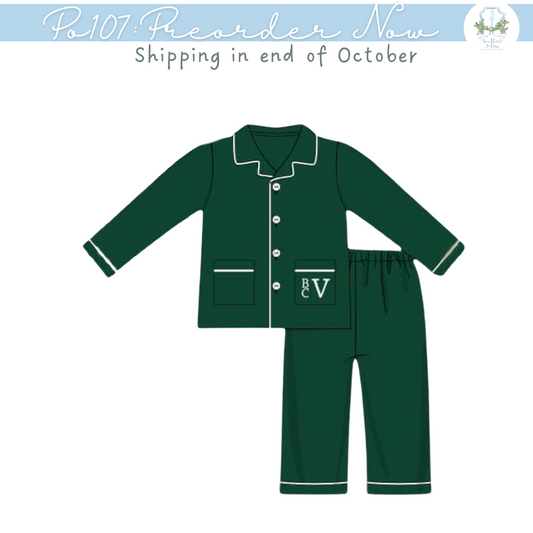 PO107: Classic Green Pajama Boy Set