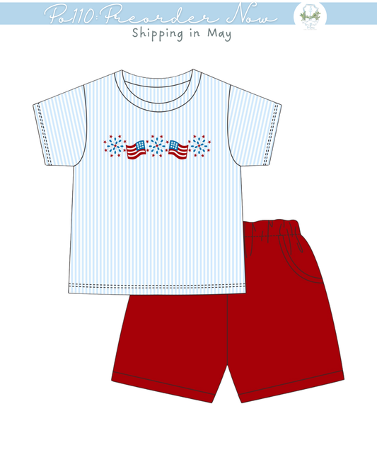 PO110: American French Knot Boys Short Set