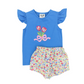 Blue Tulip Applique Short Set