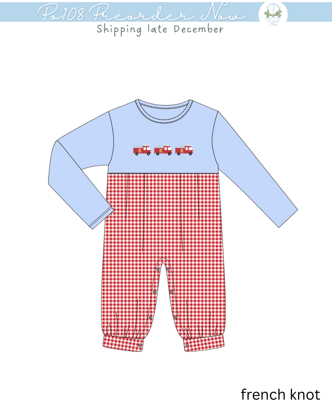 PO108: Fire Truck Long Romper