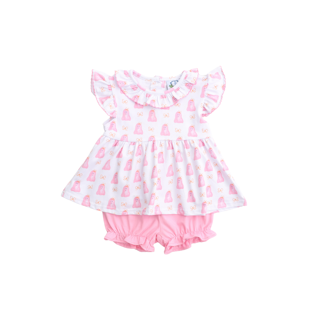 Watercolor Ghost Pink Bubble Short Set