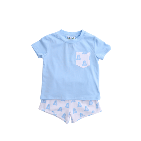 Watercolor Ghost Blue Short Set