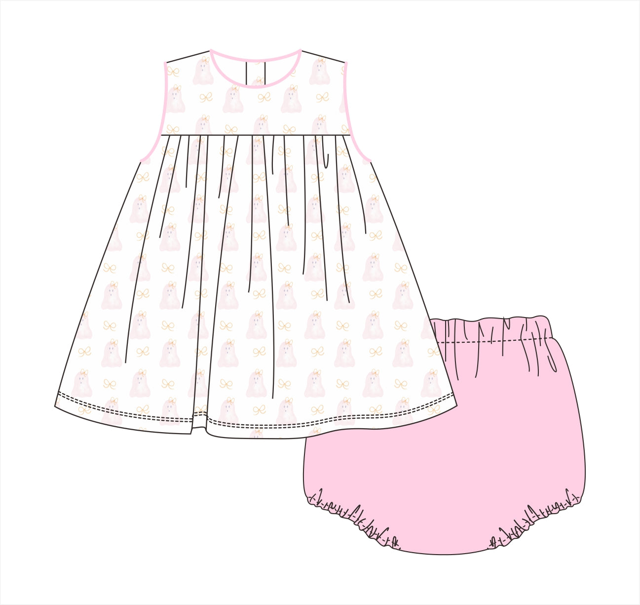 PO113: Watercolor Ghost Pink Bloomer Set