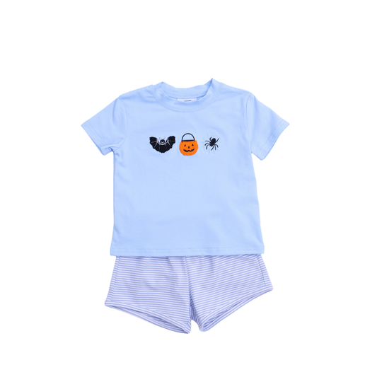 Hand Stitched Halloween Boy Short Set