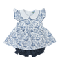 Navy Easter Toile Girls Bubble Short Set