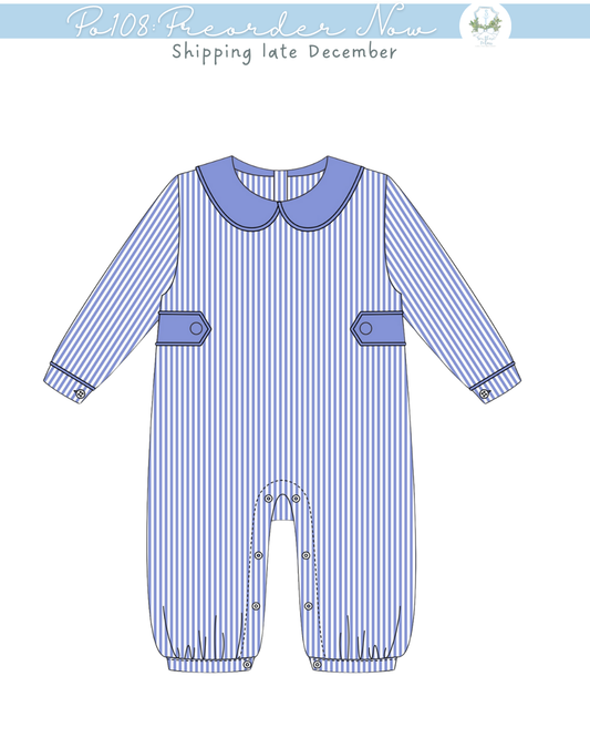PO108: Bows and Blues Boys Romper