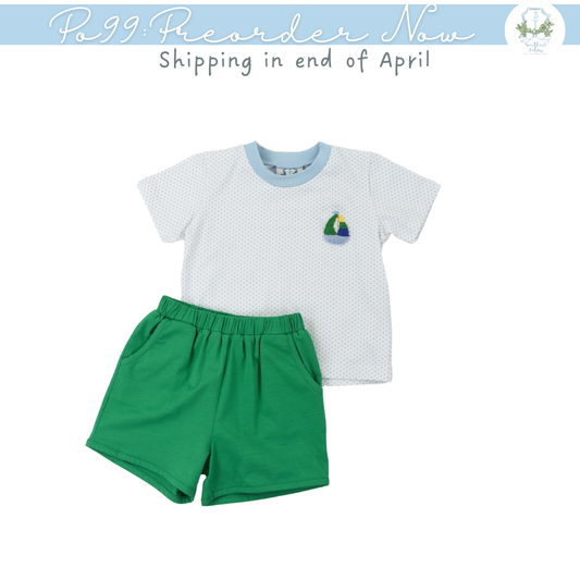 PO99: French Knot Sailboat Boys Short Set