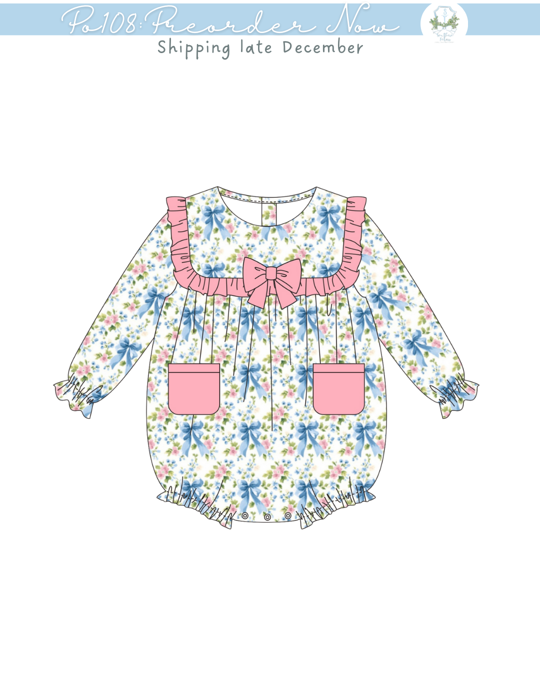 PO108: Bows and Blues Girls Bubble