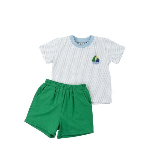 French Knot Sailboat Boys Short Set