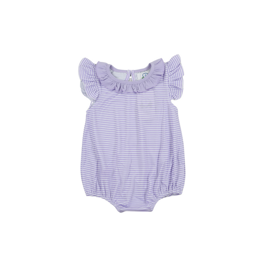 Flutter Sleeve Girl Purple Stripe Bubble