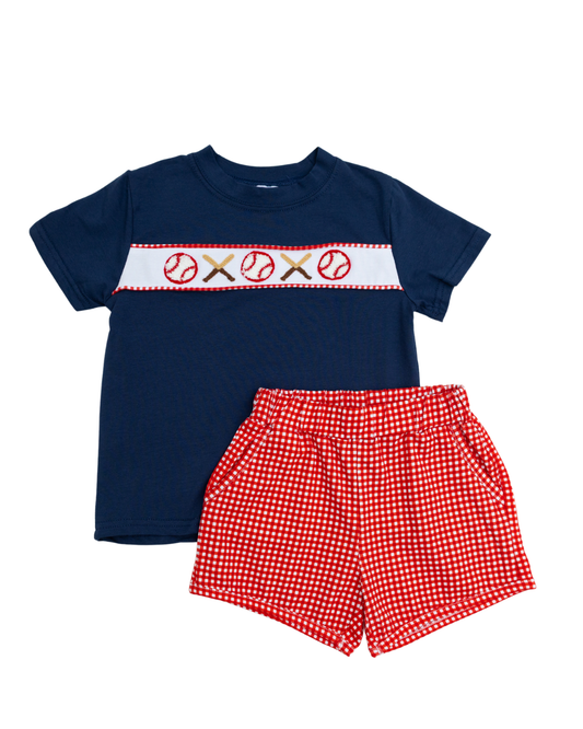 Baseball Stripe Boy Short Set
