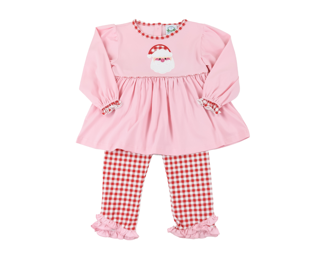 Santa Applique Pink Pants Set