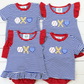 Navy Stripe Baseball Applique Girls Bloomer Set