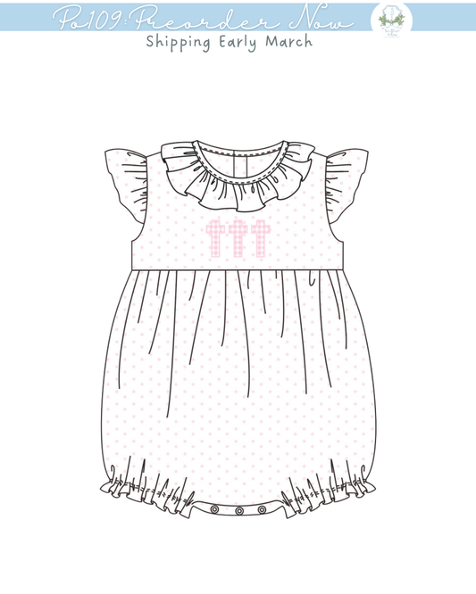 po109: Pink Gingham Cross Trio Bubble