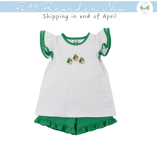 PO99: French Knot Sailboat Girls Short Set