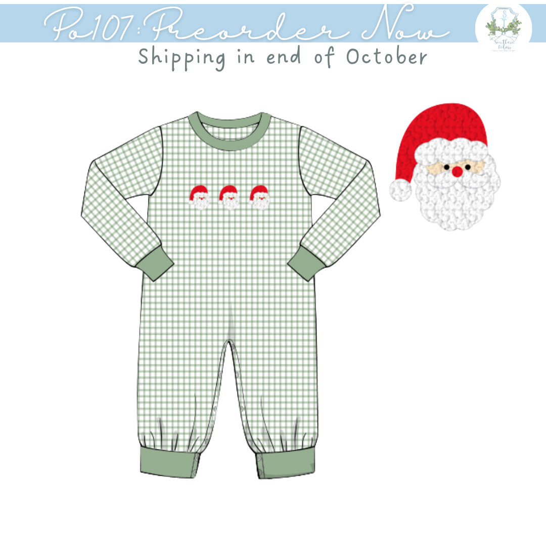 PO107: Saint Nick Gingham Long Romper