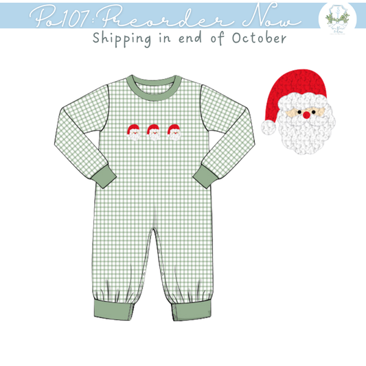 PO107: Saint Nick Gingham Long Romper