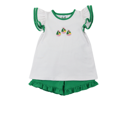 French Knot Sailboat Girls Short Set