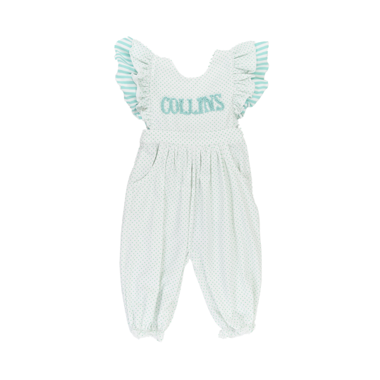 Simple Knit Mint Name Girls Romper