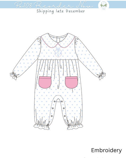 Po108: Bow Wreath Dotted Romper
