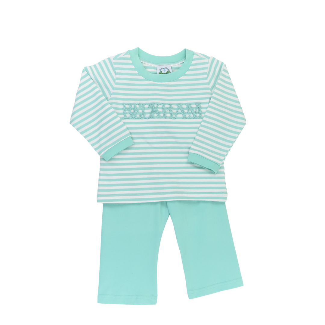 Simple Knit Mint Name Boys Pants Set