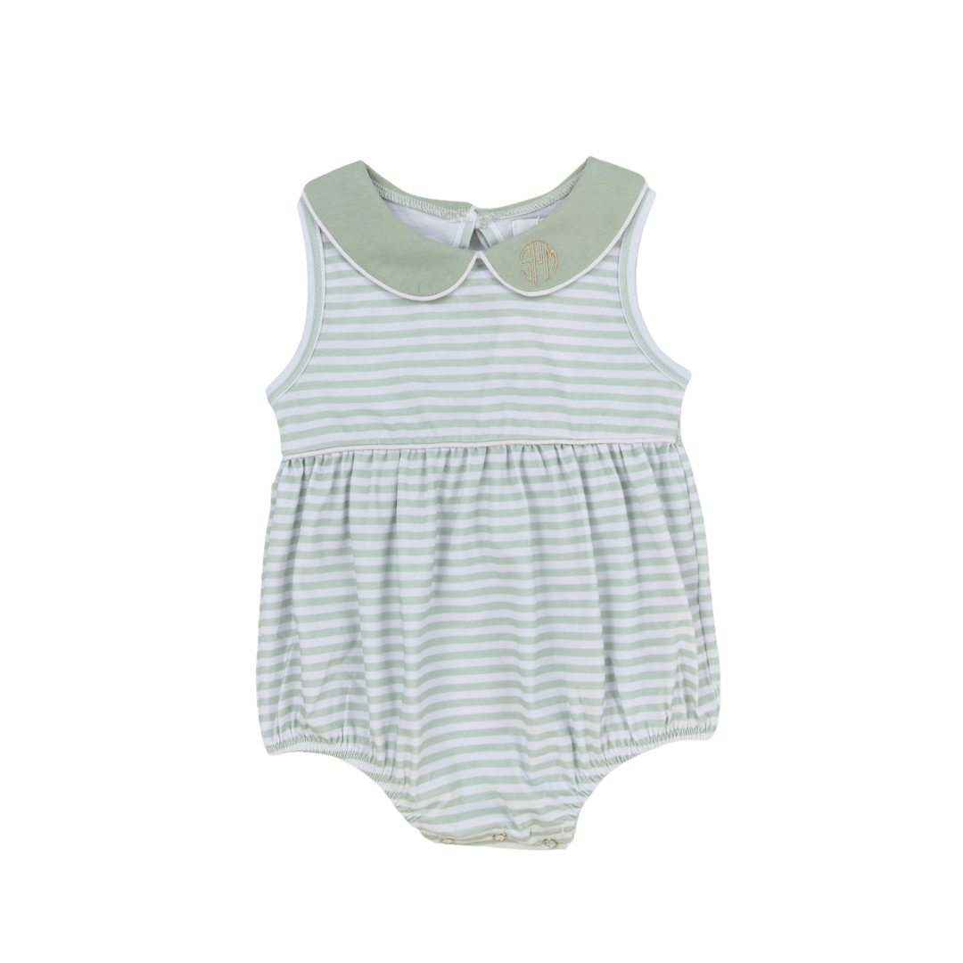 Boys Simple Knit Sage Stripe Bubble