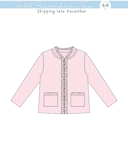 PO108: Cool Weather Girls Zip Up Ruffle Jacket