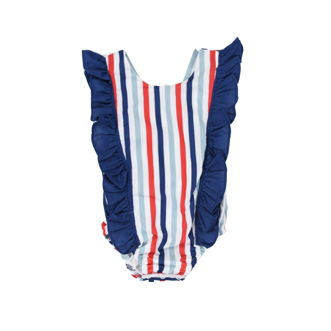 Girl Stripe Red and Blue One PC Swim