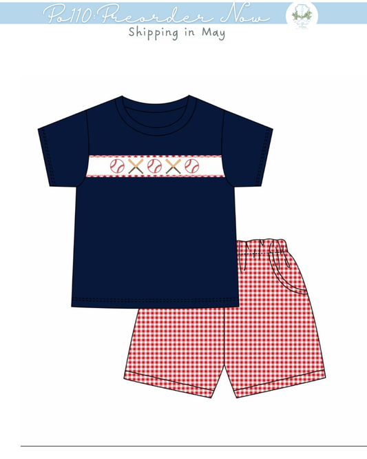 PO110: Baseball Stripe Boy Short Set