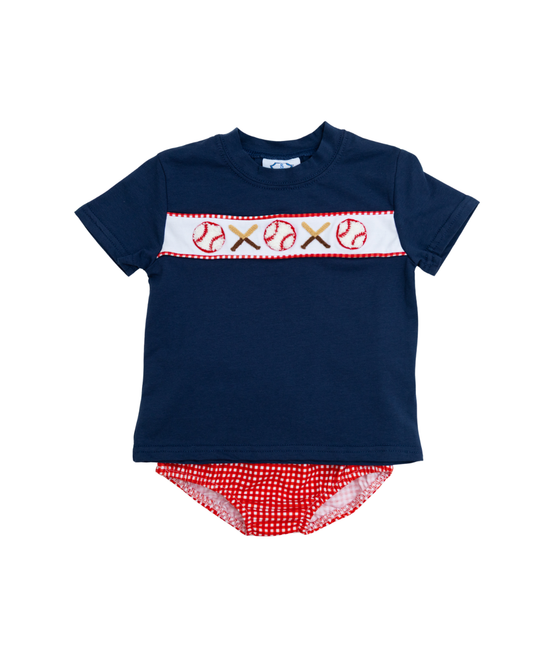 Baseball Stripe Boy Diaper Set