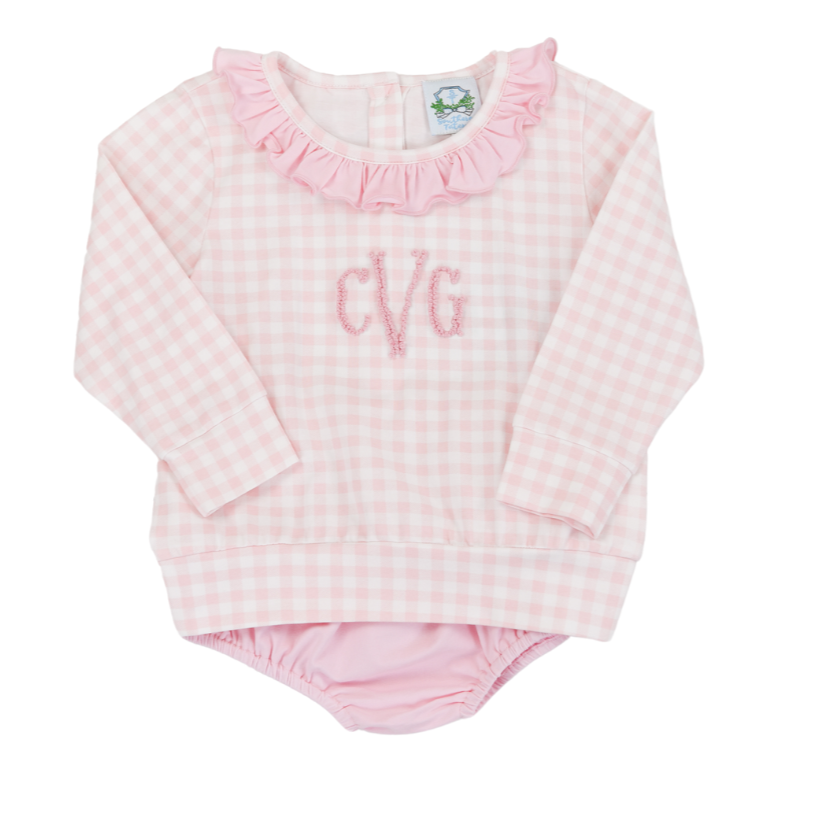 Pink Gingham Diaper Set