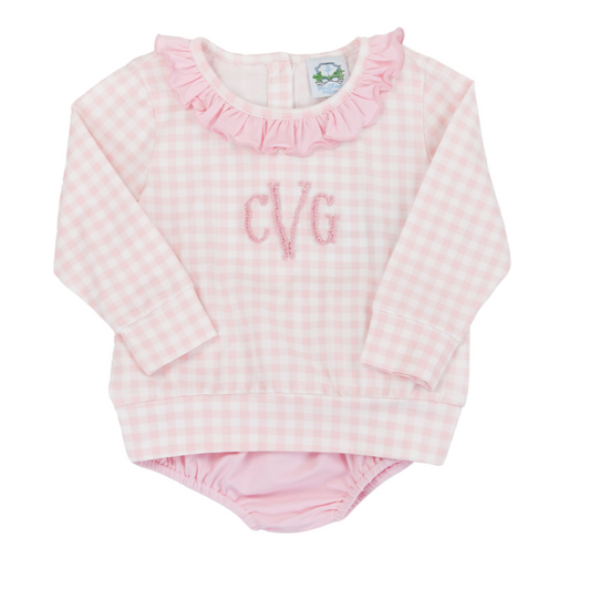 PO92: Pink Gingham Diaper Set