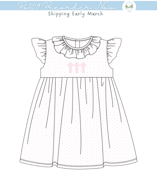 po109: Pink Gingham Cross Trio Dress