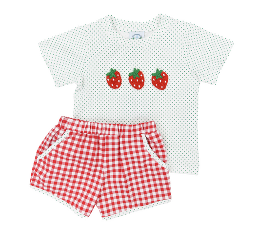 Bitty Dot Strawberry Boys Short Set